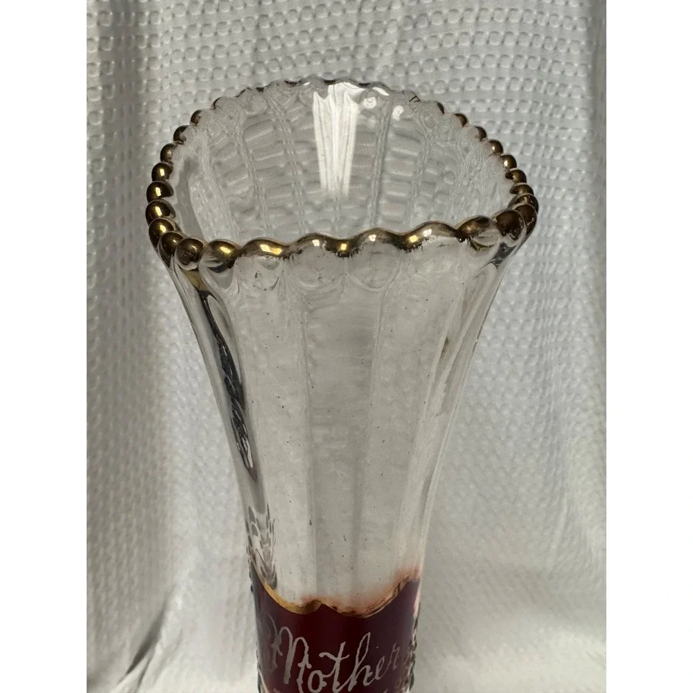 Vintage Fluted Swung Vase Etched 